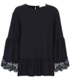 See By Chlo Lace-trimmed Bell Sleeve Top