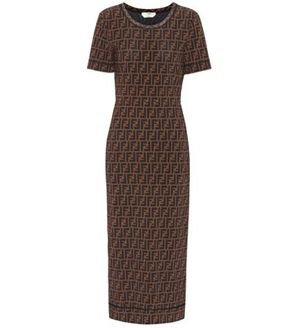 Fendi Logo Printed Midi Dress