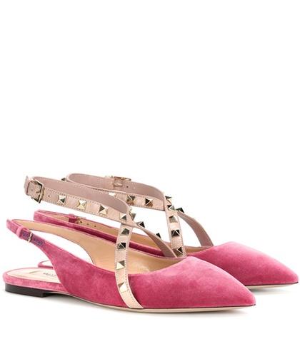 Valentino Valentino Garavani Studwrap Velvet Slingback Ballerinas