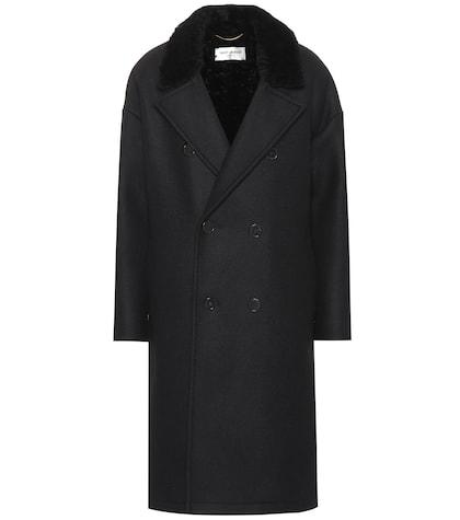 Saint Laurent Fur-trimmed Wool Coat