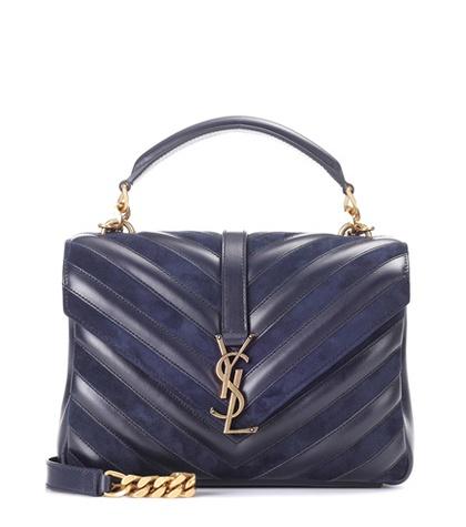 Rag & Bone Collège Monogram Medium Matelassé Leather And Suede Shoulder Bag