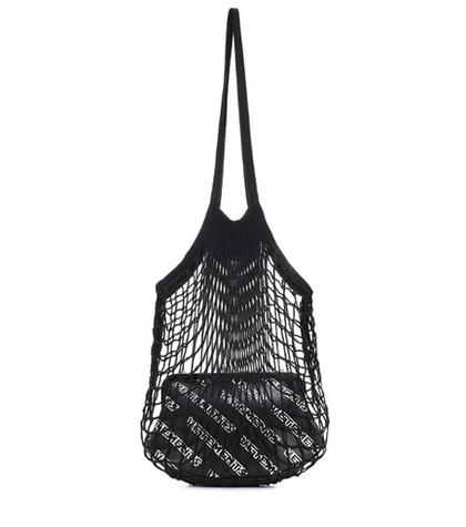 Vetements Granny Leather And Mesh Shoulder Bag