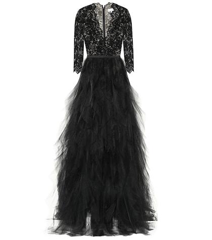 Oscar De La Renta Lace And Tulle Gown
