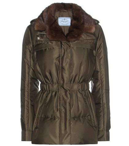 Prada Down Jacket With Fur Collar