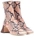 Rochas Snake-embossed Leather Ankle Boots