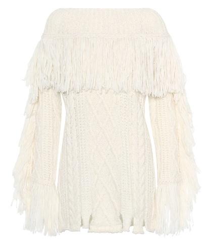 Balenciaga Fringe Cable-knit Sweater
