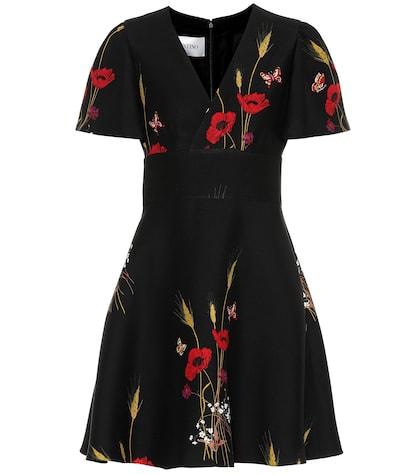 Valentino Floral Silk And Wool Dress
