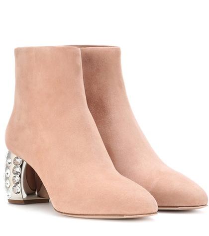 Melissa Odabash Embellished Suede Ankle Boots