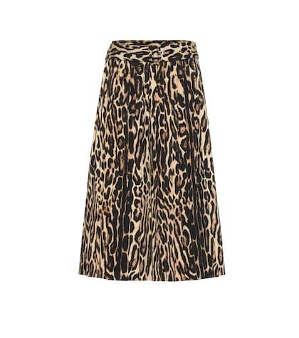 Burberry Leopard-printed Stretch Silk Skirt