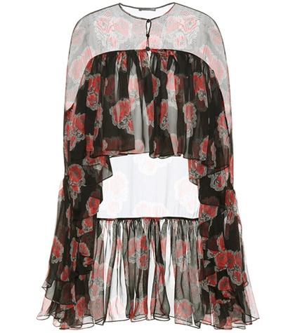 Alexander Mcqueen Printed Silk Chiffon Cape
