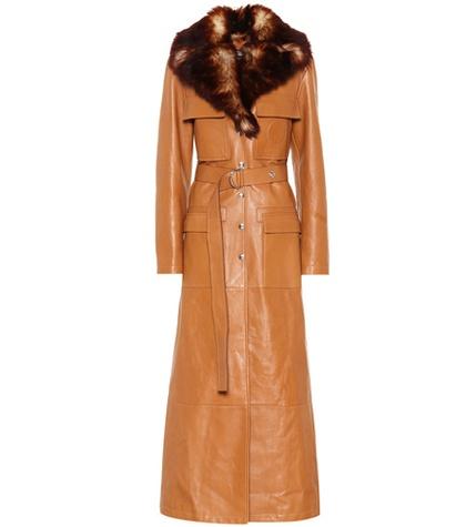 Chlo Faux Fur-trimmed Leather Coat