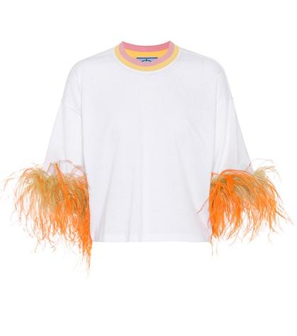 Loewe Feather-trimmed Cotton Top