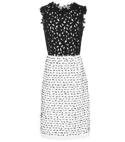 Oscar De La Renta Tweed And Guipure Lace Shift Dress