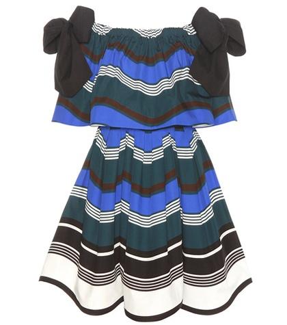 Tod's Striped Cotton Off-the-shoulder Dress