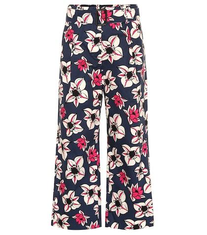 S Max Mara Solista Floral Cropped Wide-leg Pants