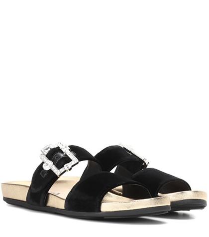 Oliver Peoples Embellished Velvet Sandals