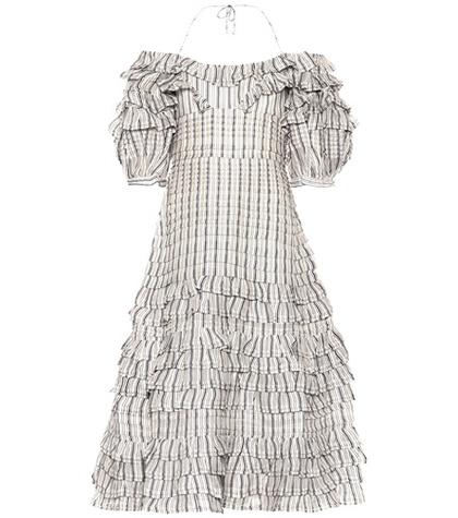 Zimmermann Painted Heart Folds Linen And Silk Dress