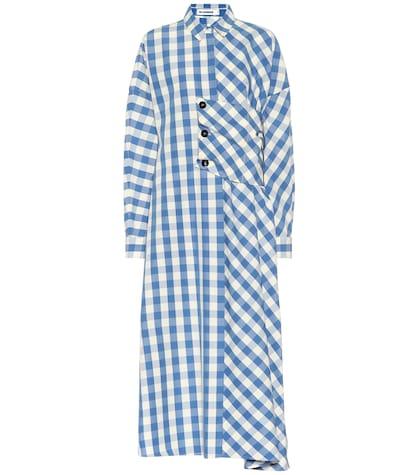 Jil Sander Checked Cotton Midi Dress