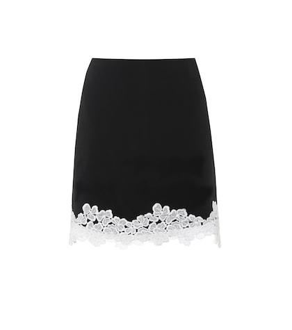 David Koma Lace-trimmed Crêpe Miniskirt