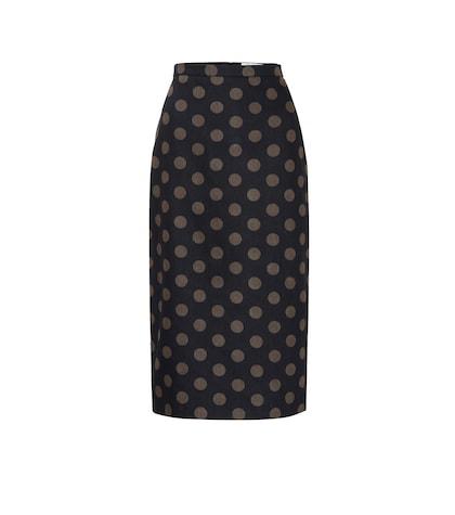 Max Mara Vata Polka-dot Cotton Pencil Skirt