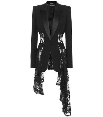Christian Louboutin Lace Trim Wool And Silk-blend Jacket