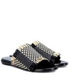 Proenza Schouler Woven Leather And Bast Slides