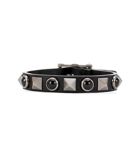 Valentino Valentino Garavani Rockstud Rolling Noir Leather Bracelet