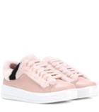 Prada Shearling-trimmed Leather Sneakers