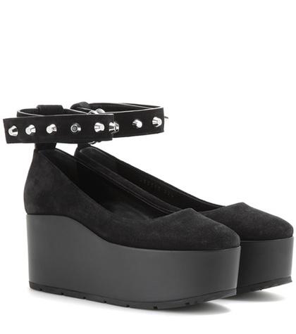 Balenciaga Classic Strap Suede Platform Ballerinas
