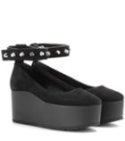 Balenciaga Classic Strap Suede Platform Ballerinas