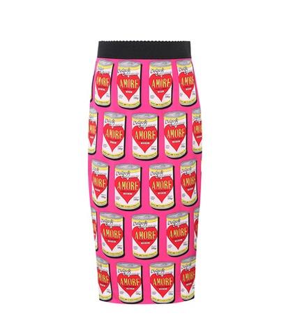 Dolce & Gabbana Printed Stretch Silk Skirt