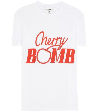 Ganni Harvard Printed Cotton T-shirt