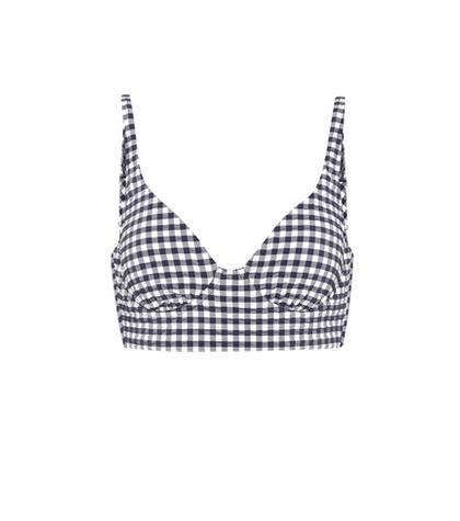 Tory Burch Long-line Gingham Bikini Top