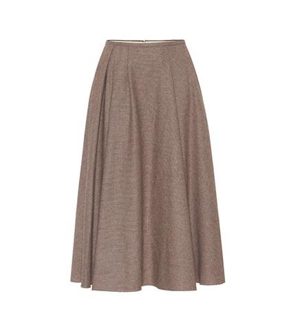 Rochas Checked Wool-blend Skirt