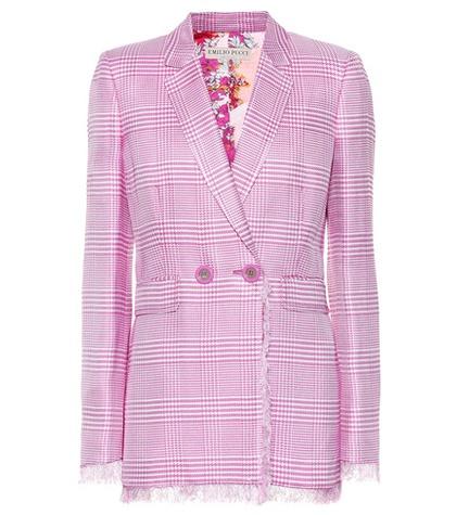 Emilio Pucci Glen Plaid Blazer With Fringe
