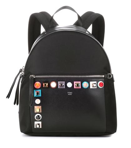 Fendi Studded Leather And Canvas Backpack