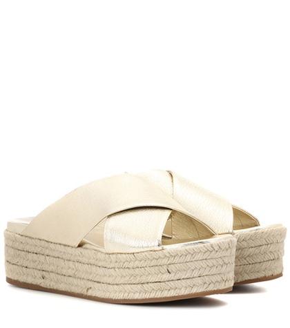 Saint Laurent Metallic Leather Platform Sandals