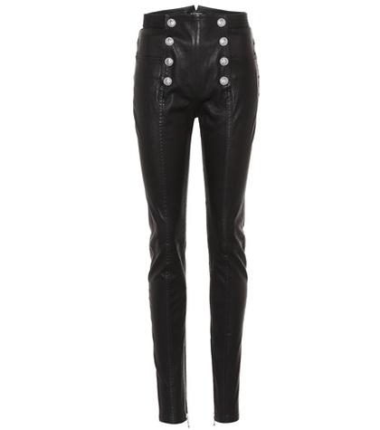 Balmain High-waisted Skinny Leather Trousers