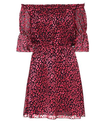 Saint Laurent Leopard Silk-blend Minidress