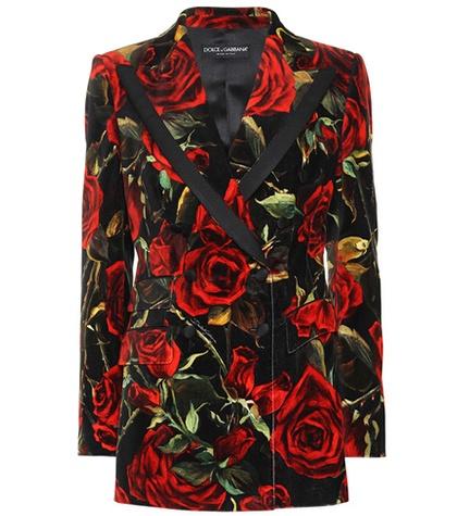 Dolce & Gabbana Rose-printed Velvet Blazer
