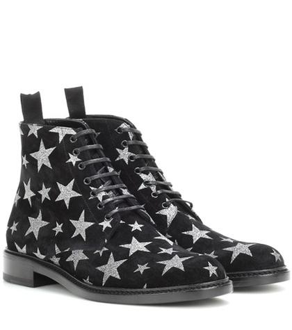 Saint Laurent Lolita 20 Printed Suede Ankle Boots