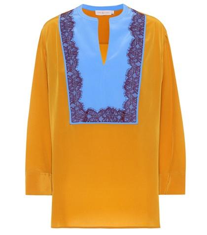 Tory Burch Lace-trimmed Silk Tunic