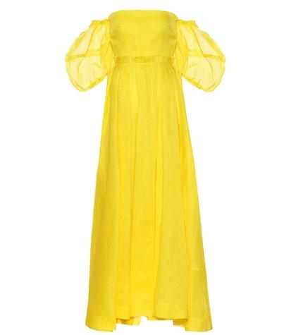 Loewe Leather-trimmed Georgette Dress