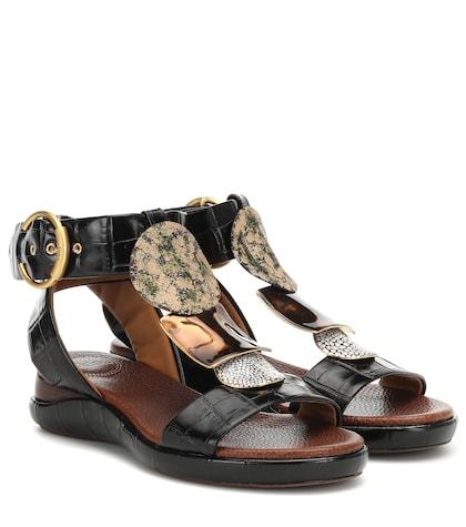 Chlo Wanda Embossed Leather Sandals