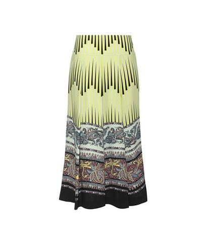 Etro Printed Pleated Wool Skirt