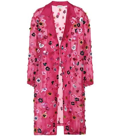 Mansur Gavriel Classic Embellished Silk Coat