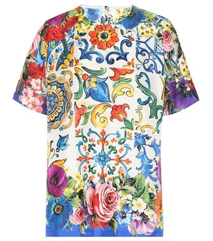 Dolce & Gabbana Tile-printed Silk Top