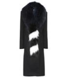 Off-white Fur-trimmed Wool-blend Coat