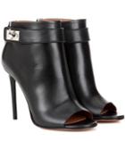 Givenchy Shark Leather Peep-toe Ankle Boots