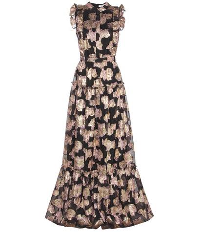 Erdem Ava Metallic Fil Coupé Gown